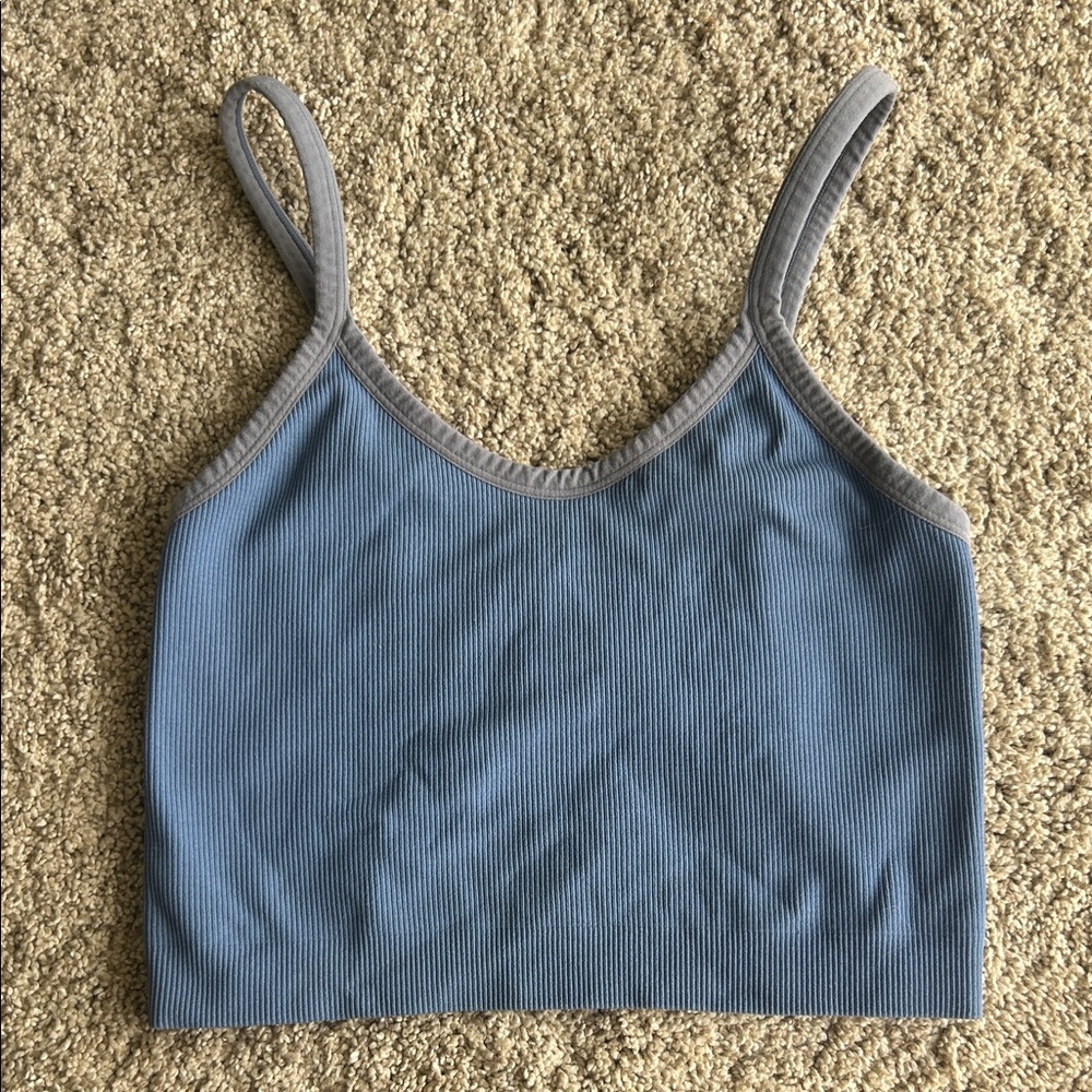 SET Active Blue Ribbed Tank Top - Picture 2 of 4